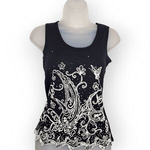 MKM Designs Y2K Ribbed Tank with Glitter and Sequins size Medium